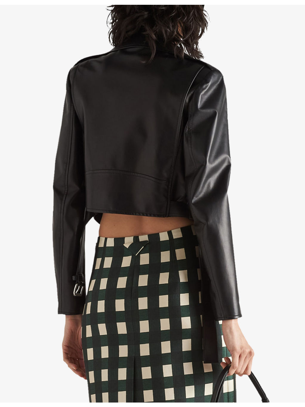 Brand-plaque cropped leather biker jacket - 4