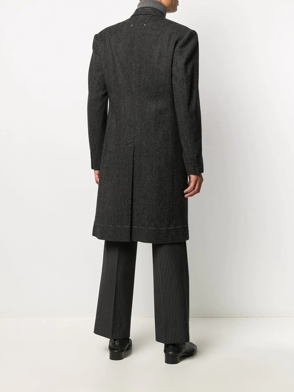 contrast stitching wool coat - 4