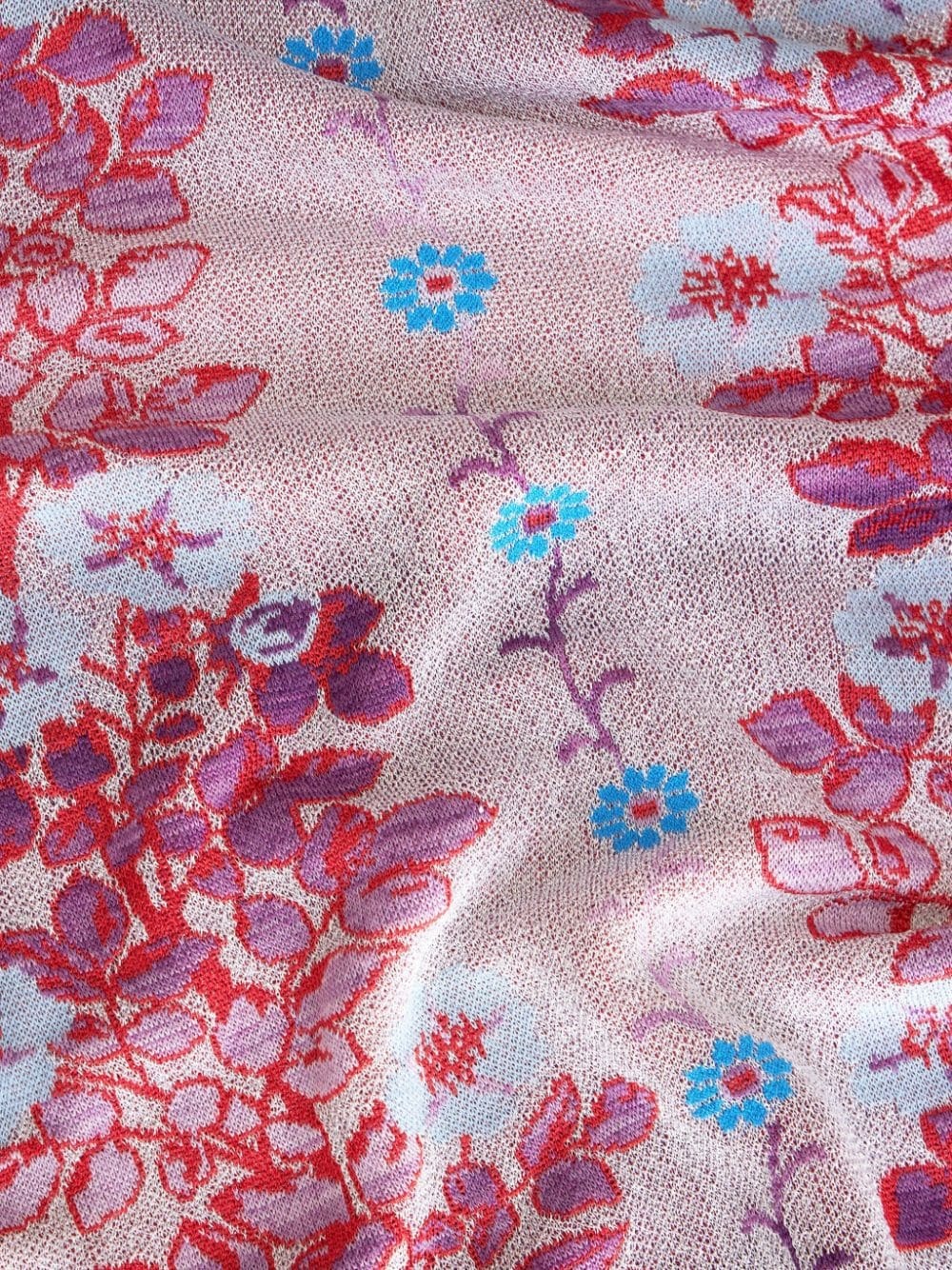 floral-jacquard crew-neck blouse - 6
