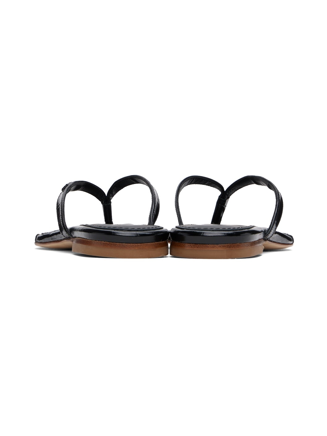 Black Croco Slanted Flip Flops - 2