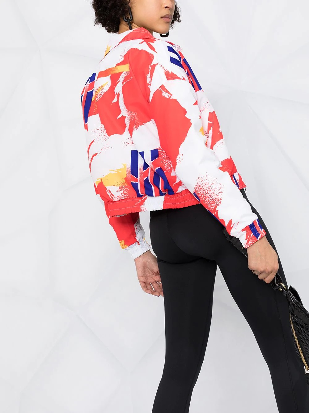 abstract print crop jacket - 3