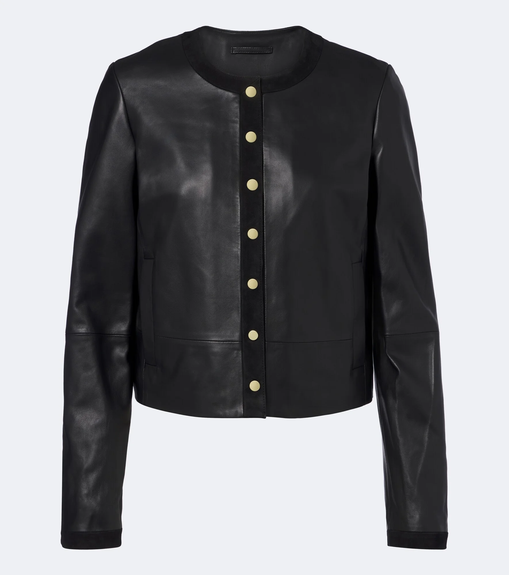 Suede-trimmed leather jacket - 1