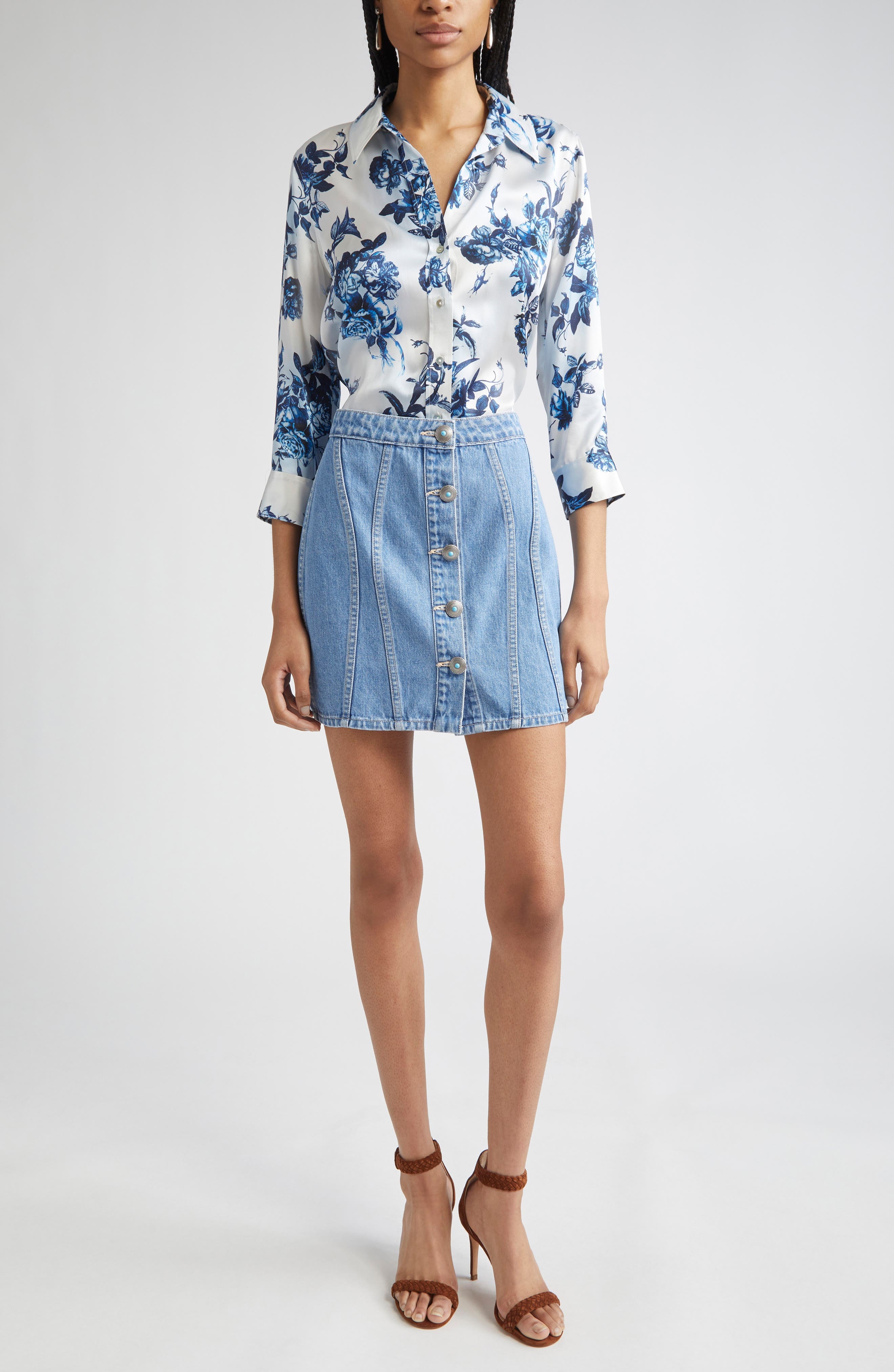 L'AGENCE Phia Seamed Denim Miniskirt in Hartland at Nordstrom - 2