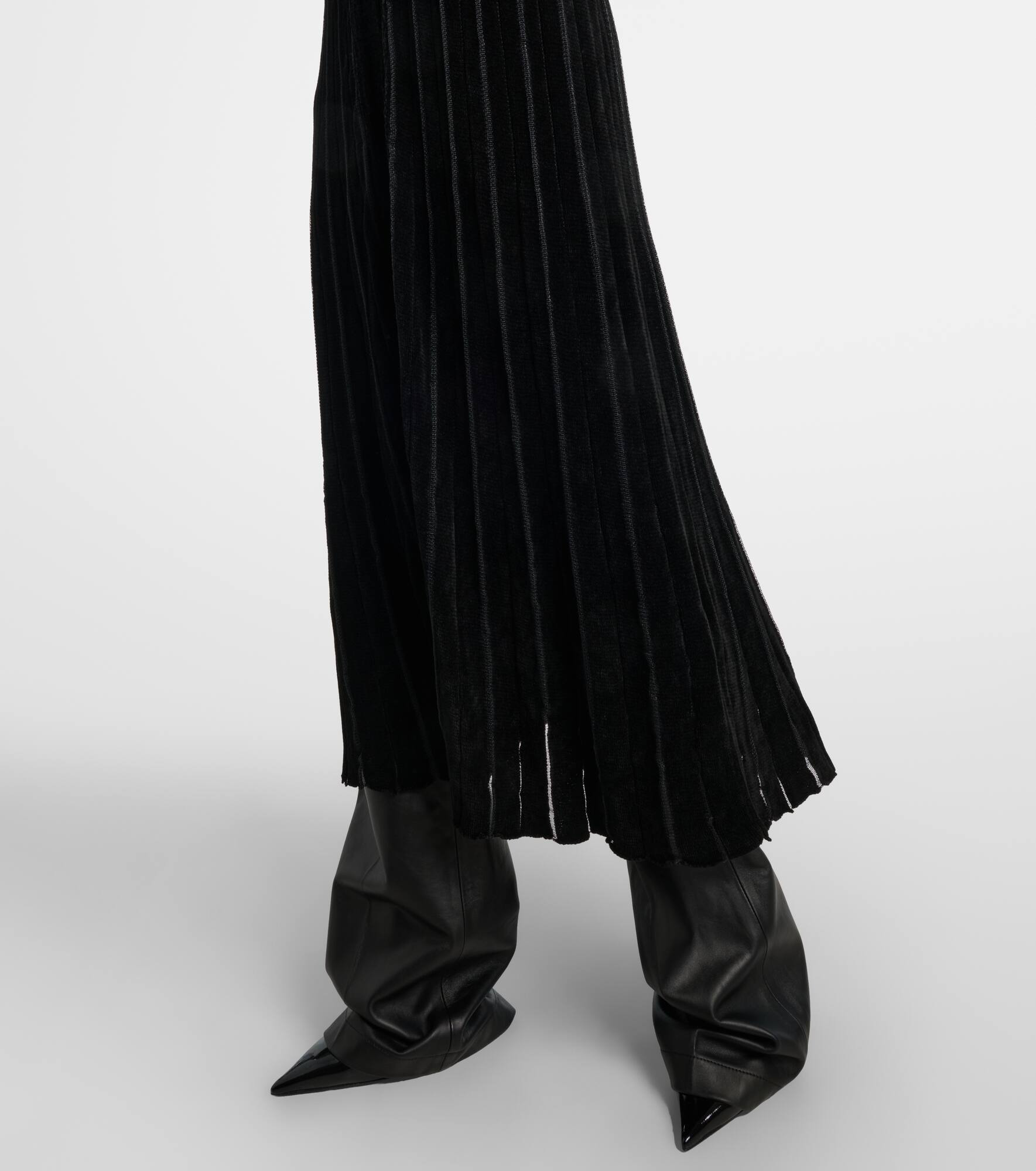 Shearling-trimmed striped maxi dress - 6