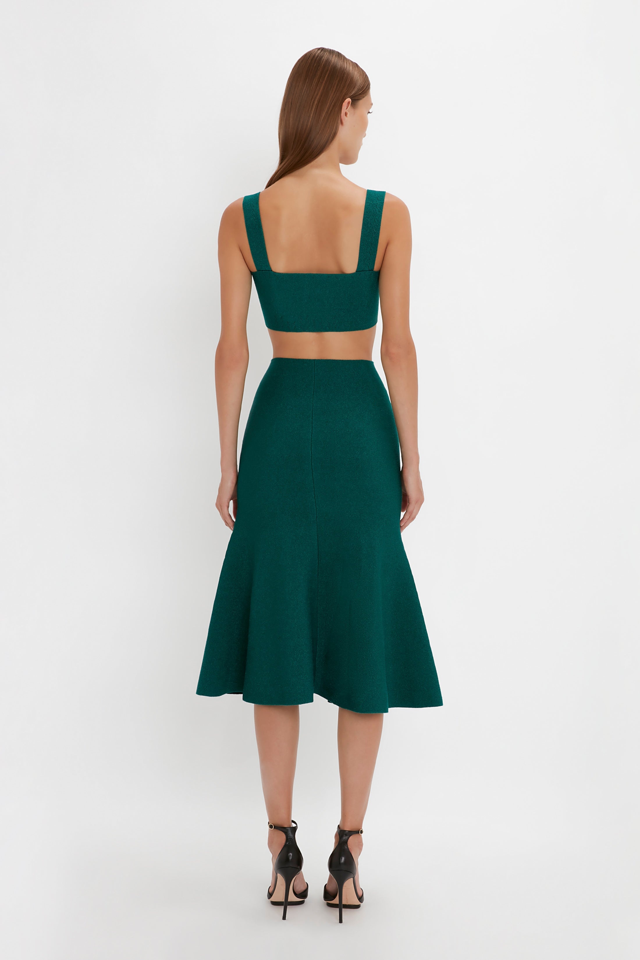VB Body Flared Skirt In Lurex Green - 4