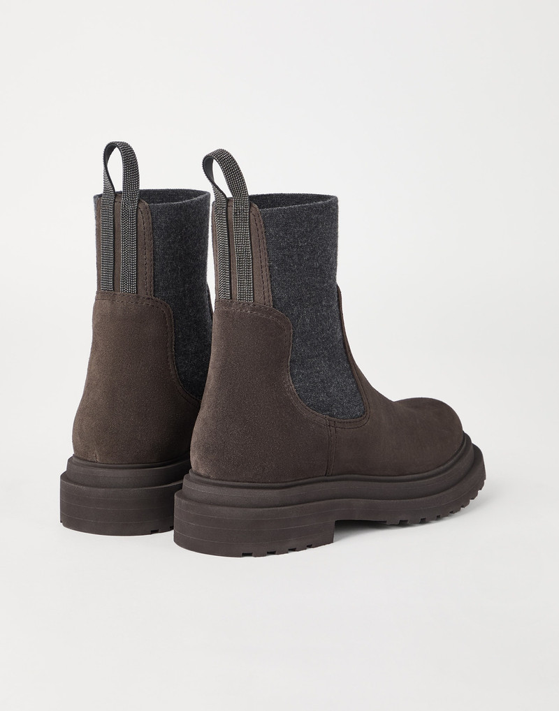 Brunello Cucinelli Suede boots with knit inseert and precious loop detail outlook