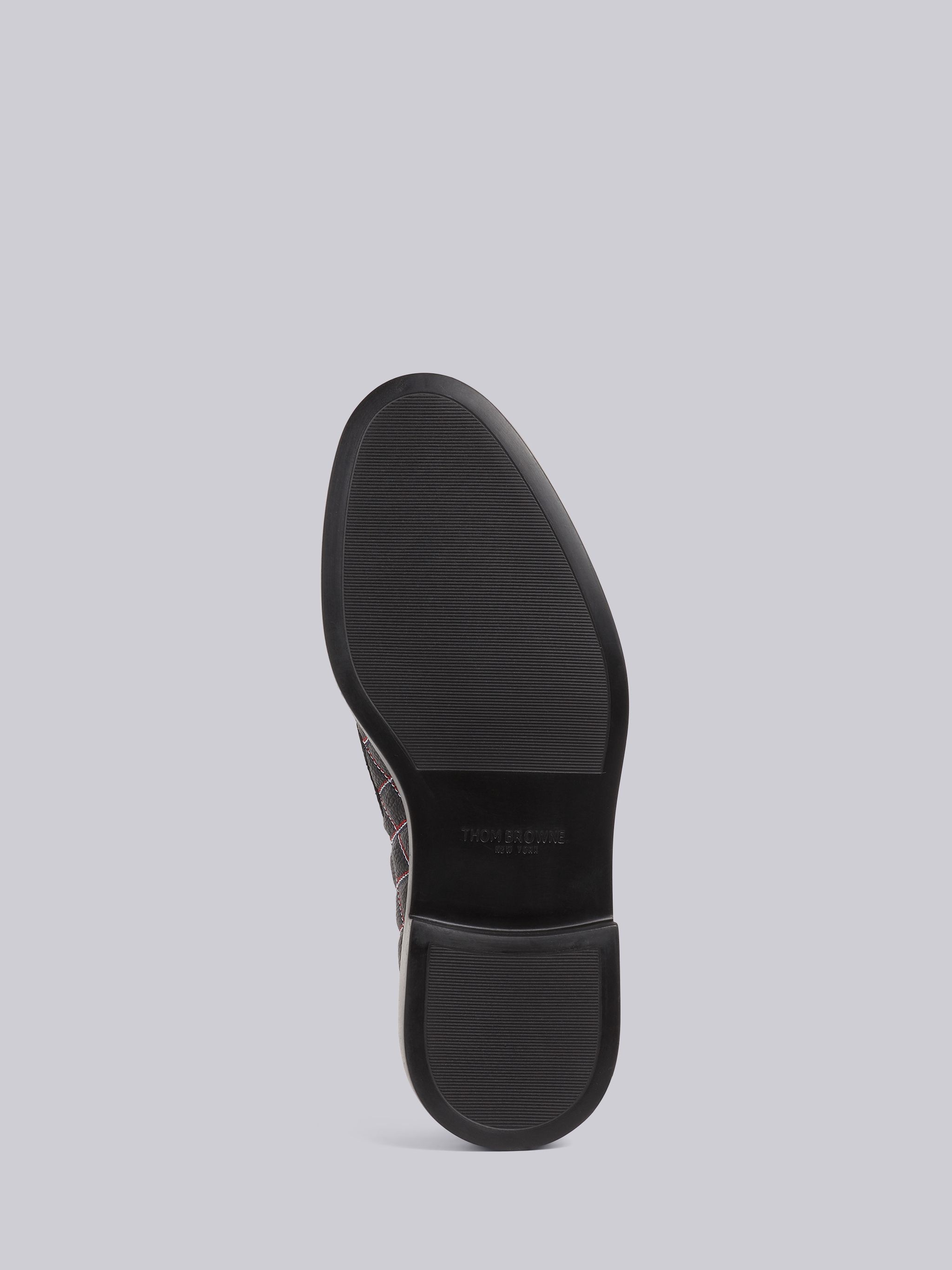 Black Pebbled Calfskin Criss-cross Stitch Penny Loafer - 5