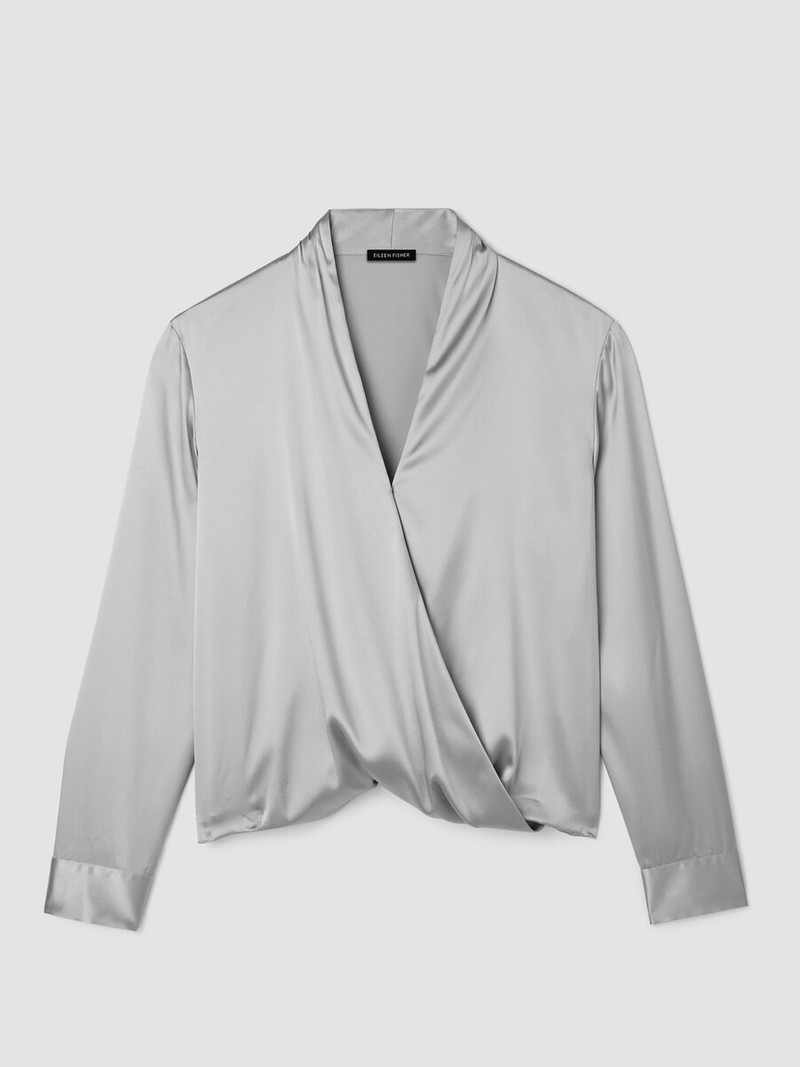 Stretch Silk Charmeuse Wrap Top 1