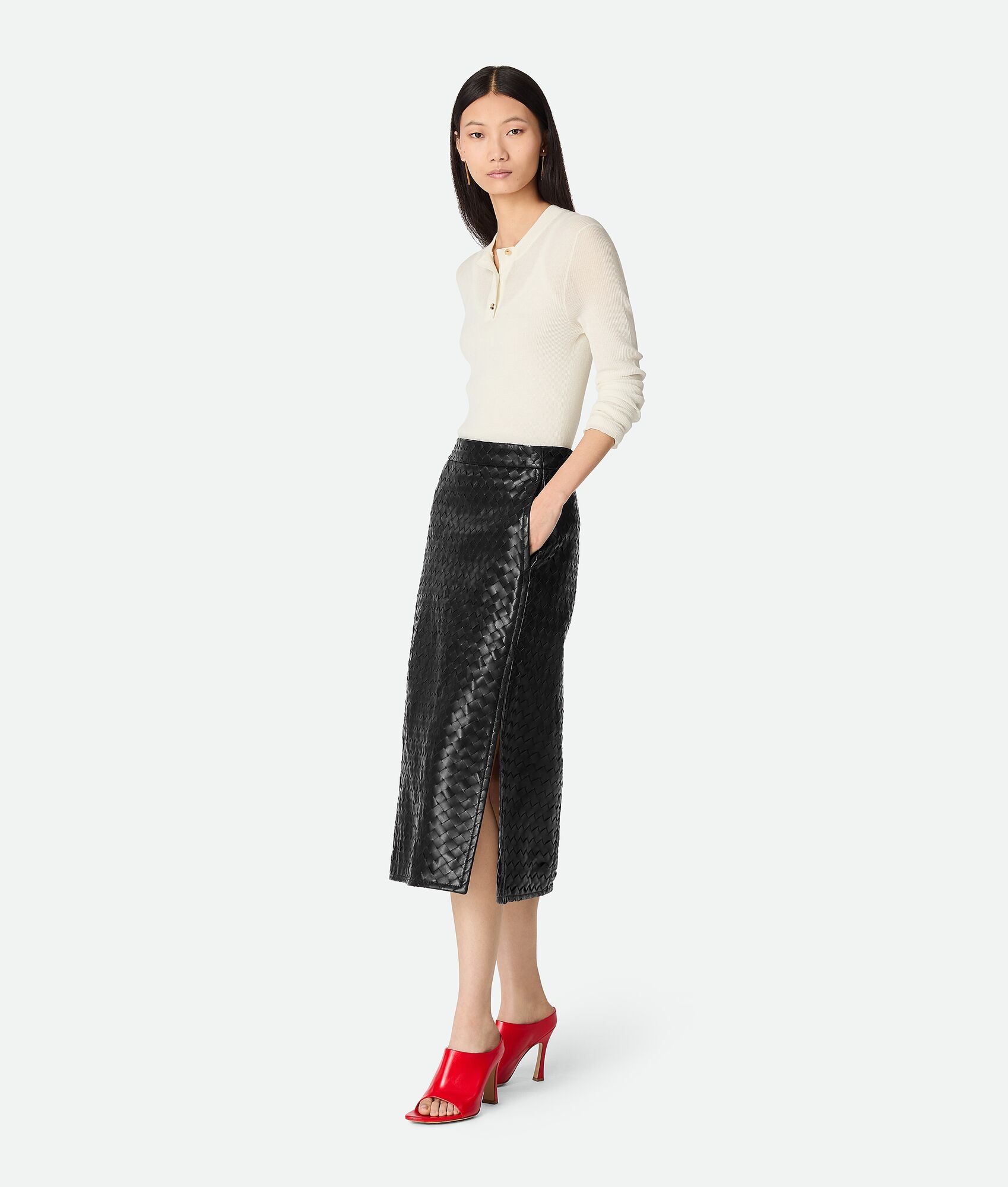 Intrecciato Leather Skirt - 2