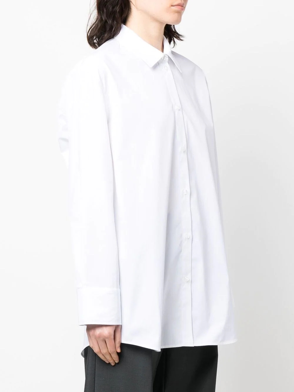 logo-embroidered ruched shirt - 5