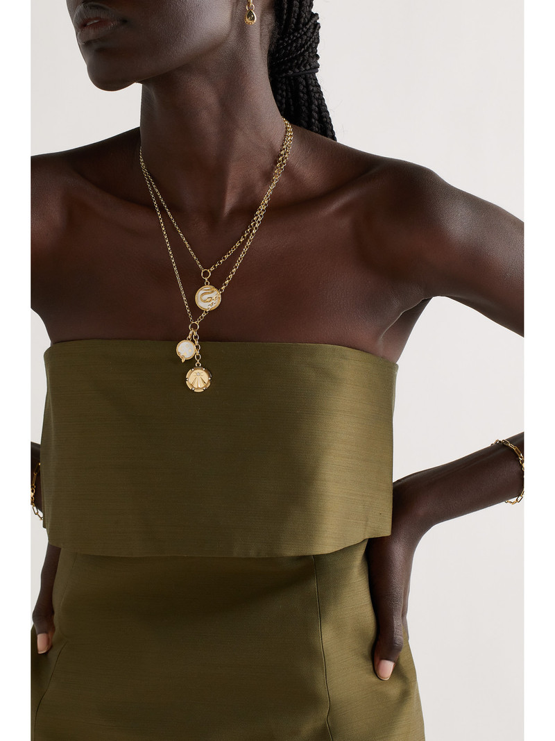 FOUNDRAE Mind Body Soul Wholeness 18-karat Gold, Enamel And Diamond Necklace outlook