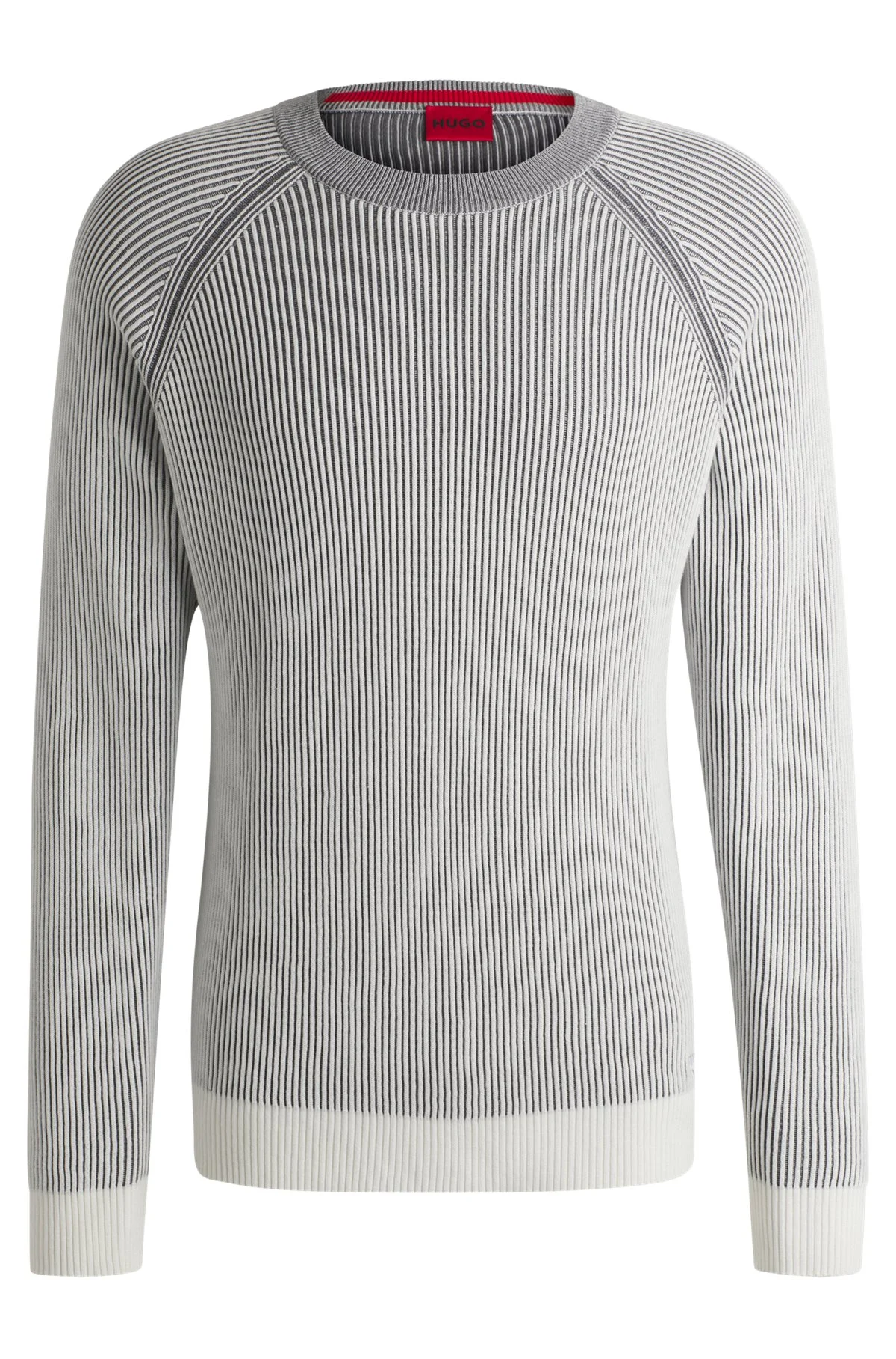 COTTON SWEATER WITH TWO-TONE RIBBING - 1