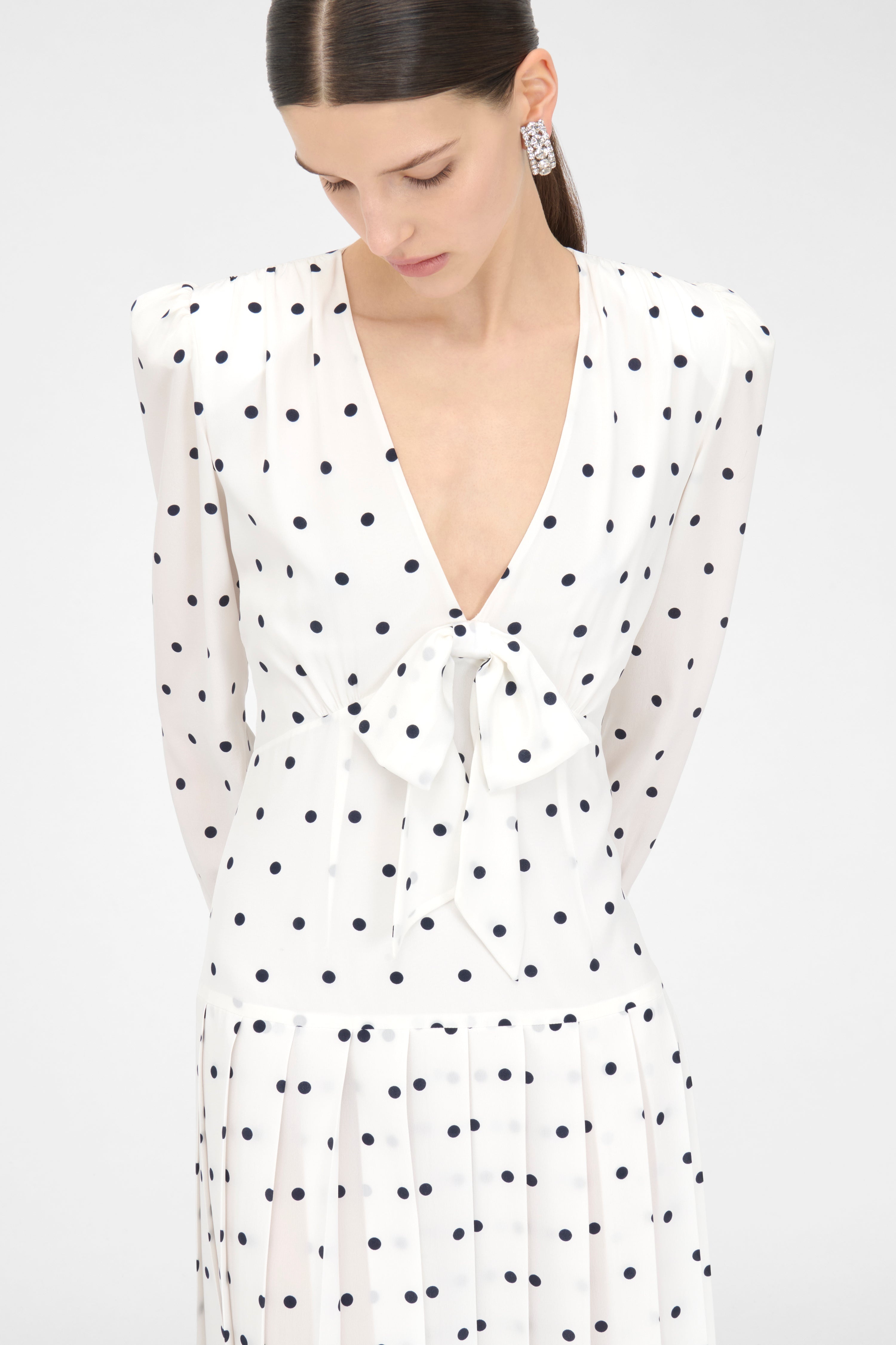 POLKA DOT DRESS WITH PLEATED SKIRT - 5