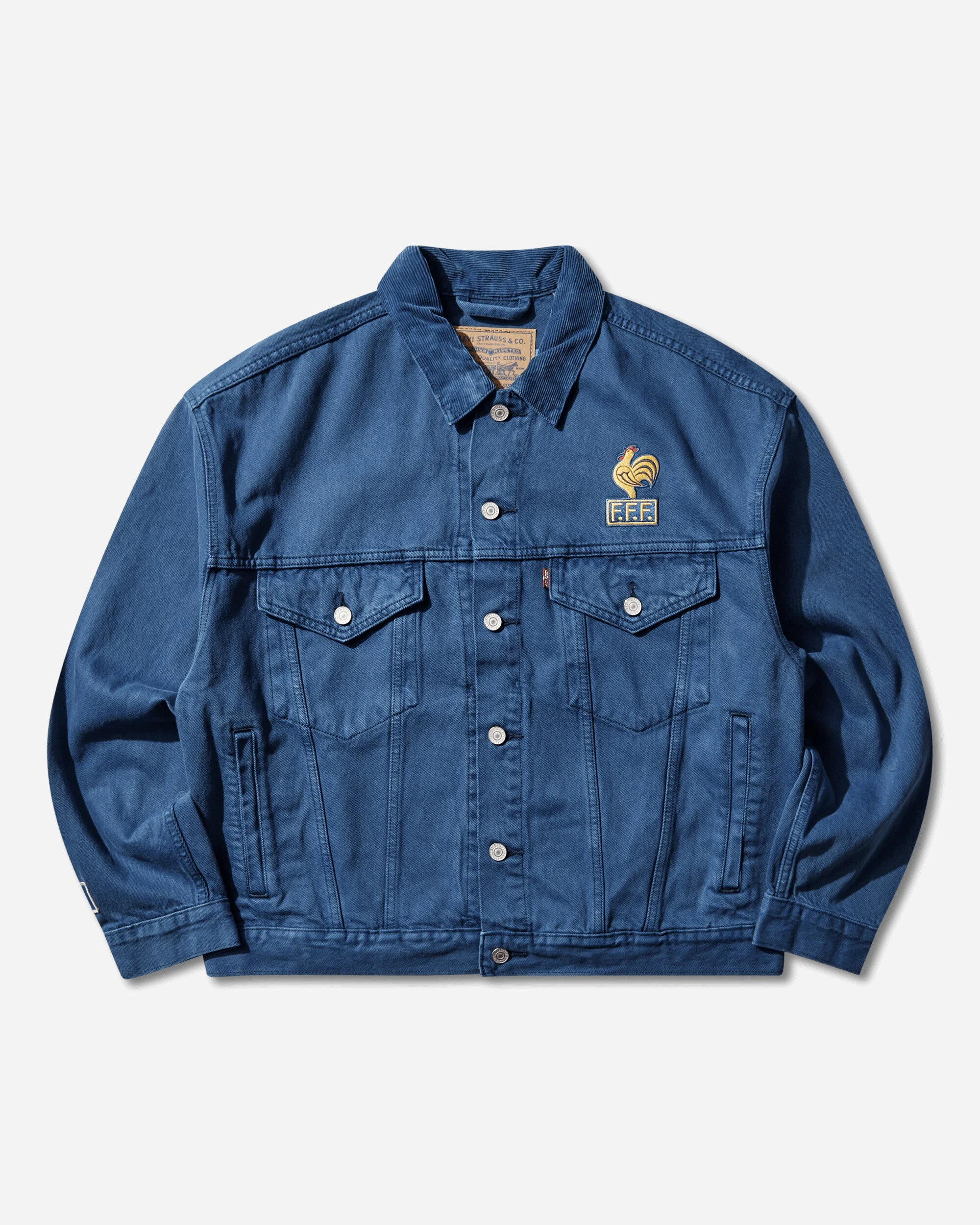 Men's France Football Type III Trucker Jacket Blue - 1