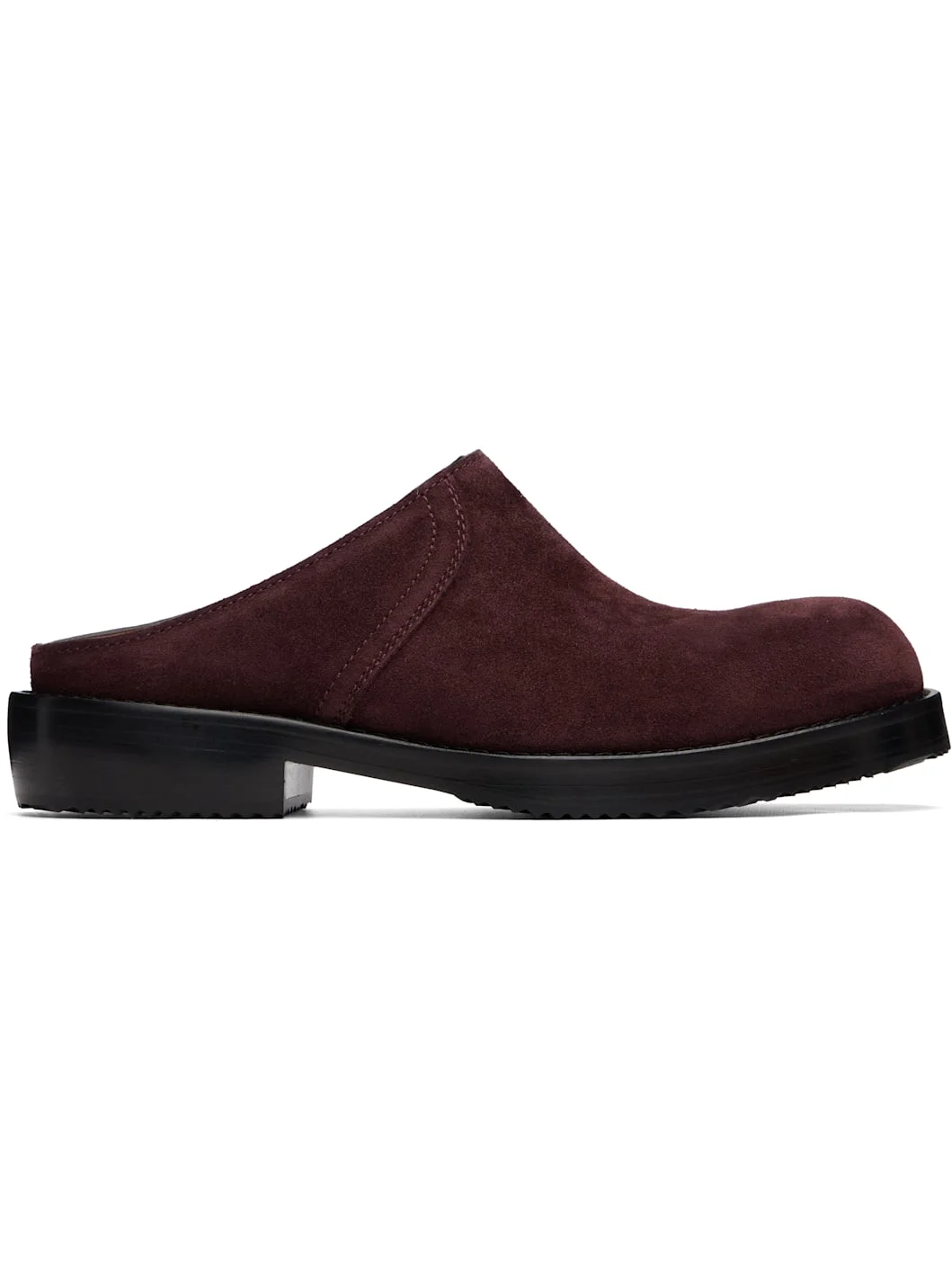 Burgundy Suede Workwear Mule Loafers - 1
