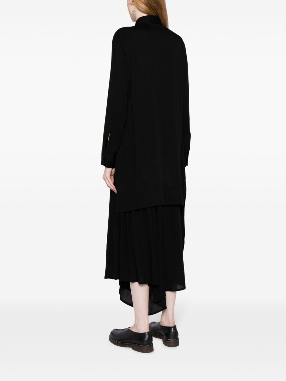 asymmetric long-sleeve shirtdress - 4