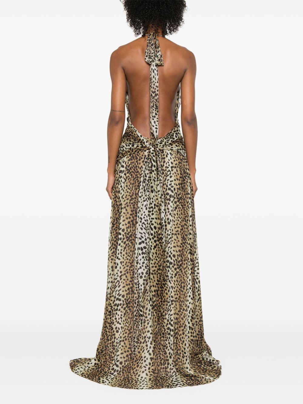 leopard-print georgette maxi dress - 4
