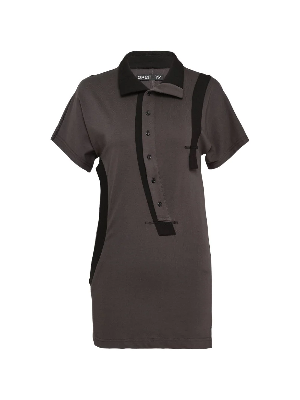 curved button-panel polo top - 1