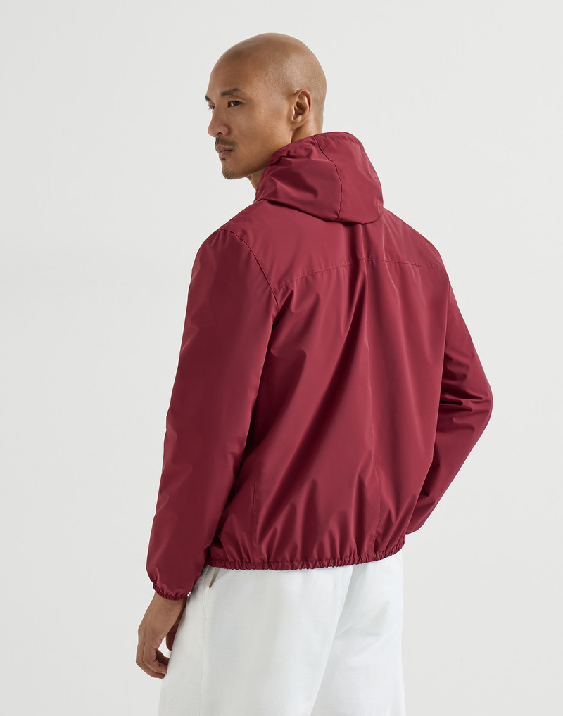 Brunello Cucinelli Bonded nylon hooded outerwear jacket with logo outlook