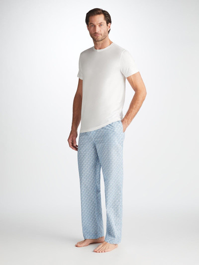 Derek Rose Men's Lounge Trousers Ledbury 72 Cotton Batiste Blue outlook