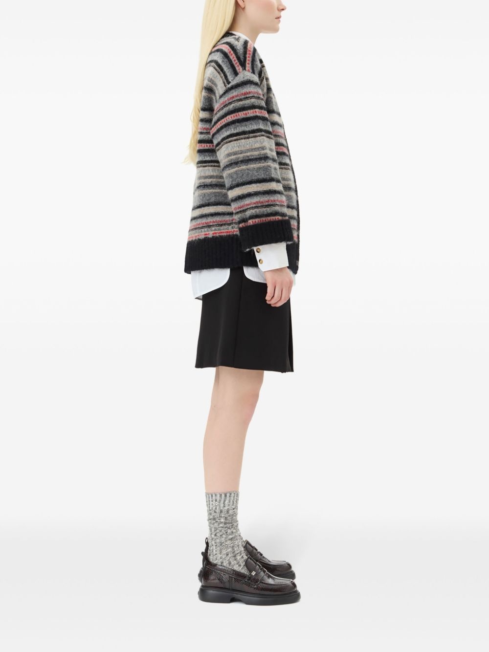 striped buttoned cardigan - 3