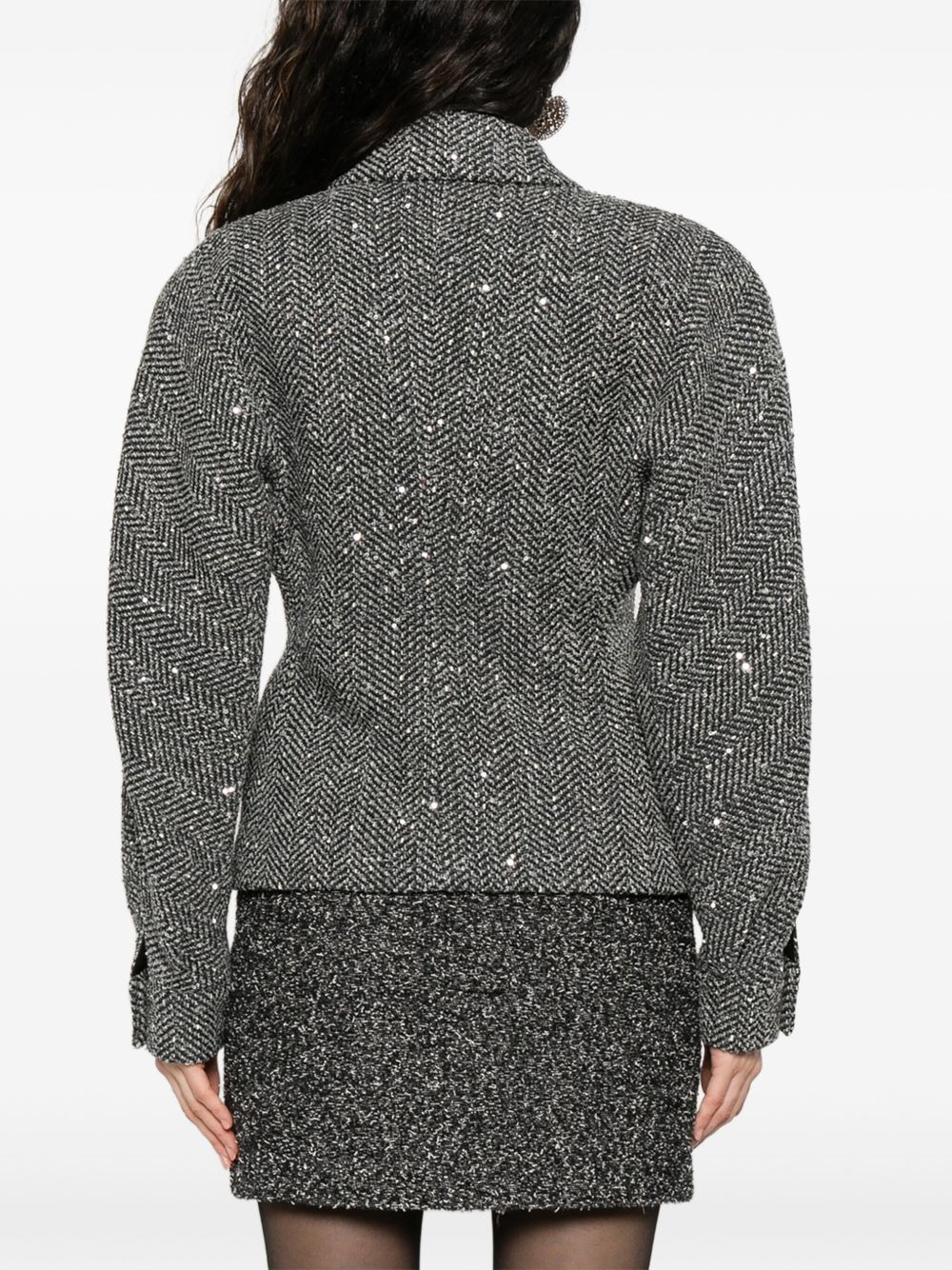sequin-embellished herringbone jacket - 4
