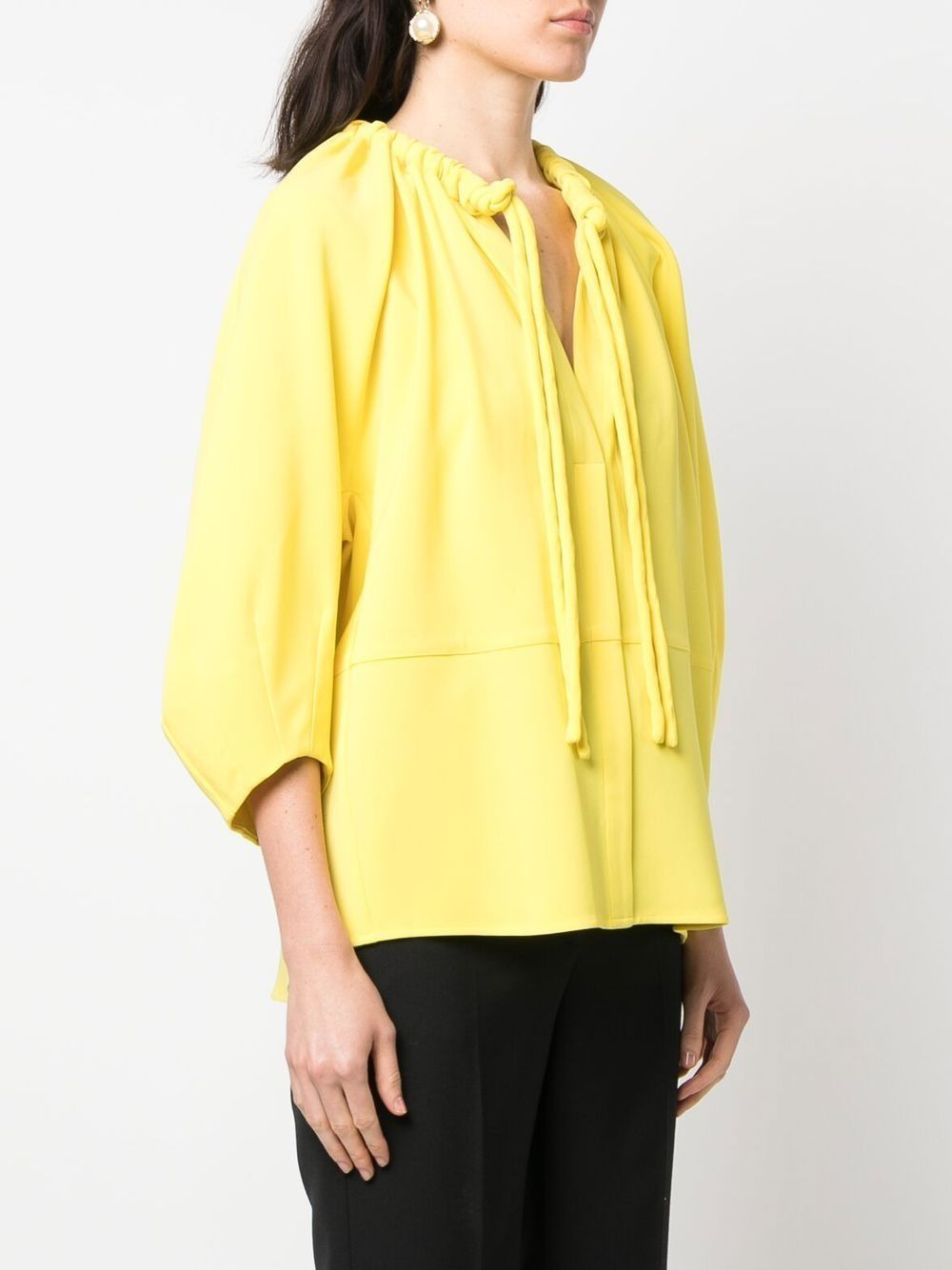 gathered-detail tie-fastening blouse - 3
