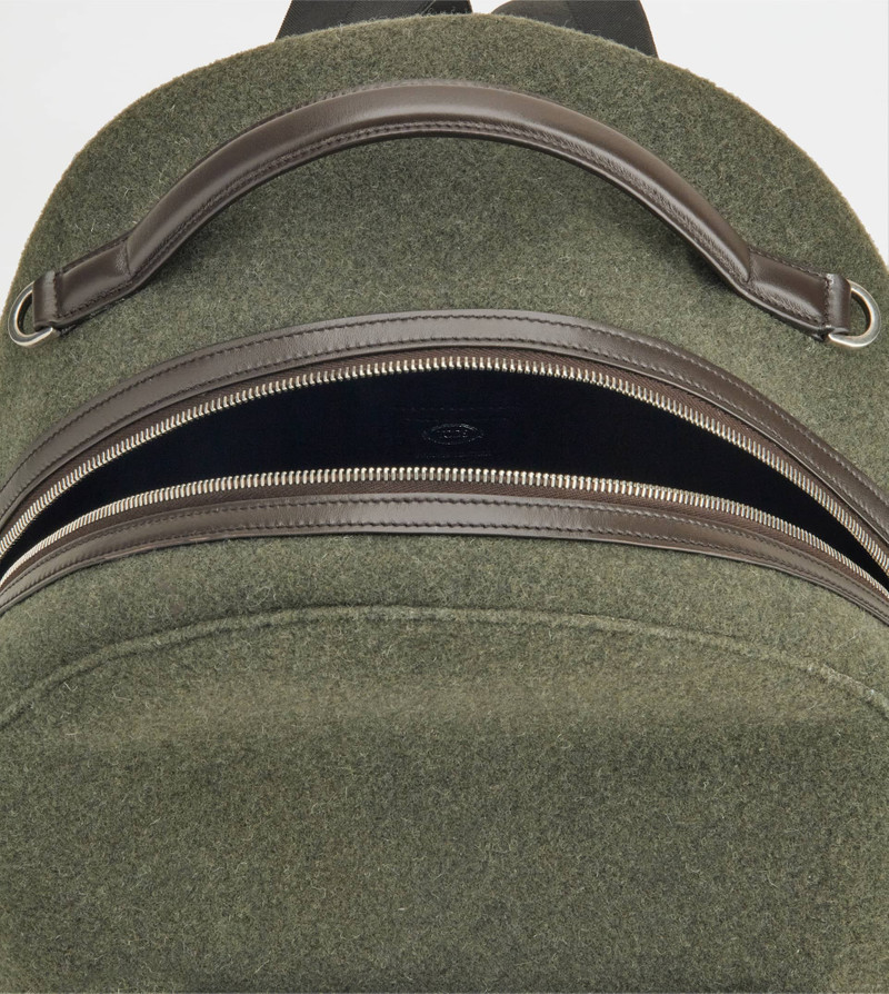 BACKPACK IN FELT AND LEATHER MEDIUM - GREEN, BROWN 4