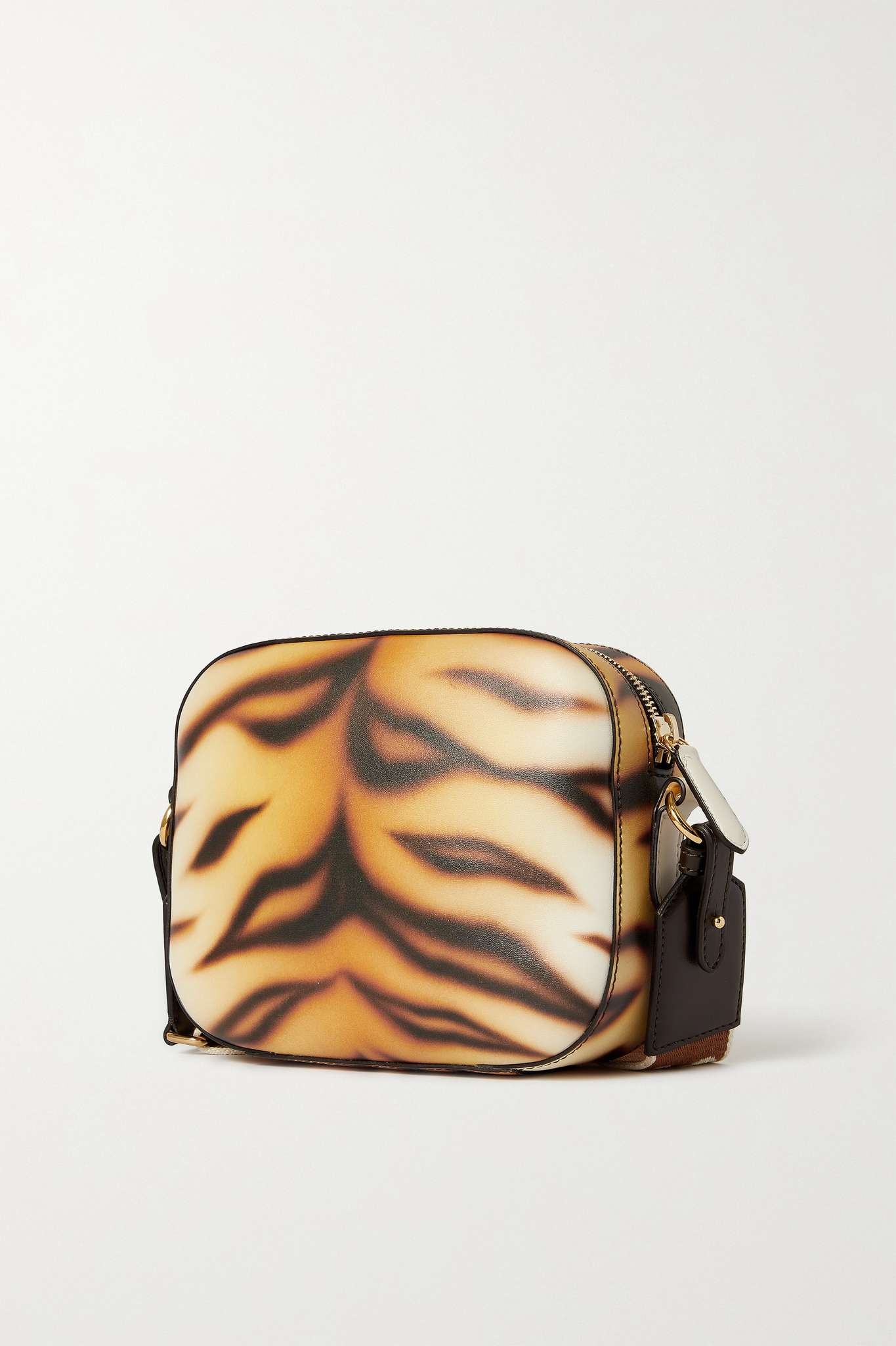 Perforated tiger-print vegetarian leather camera bag - 3