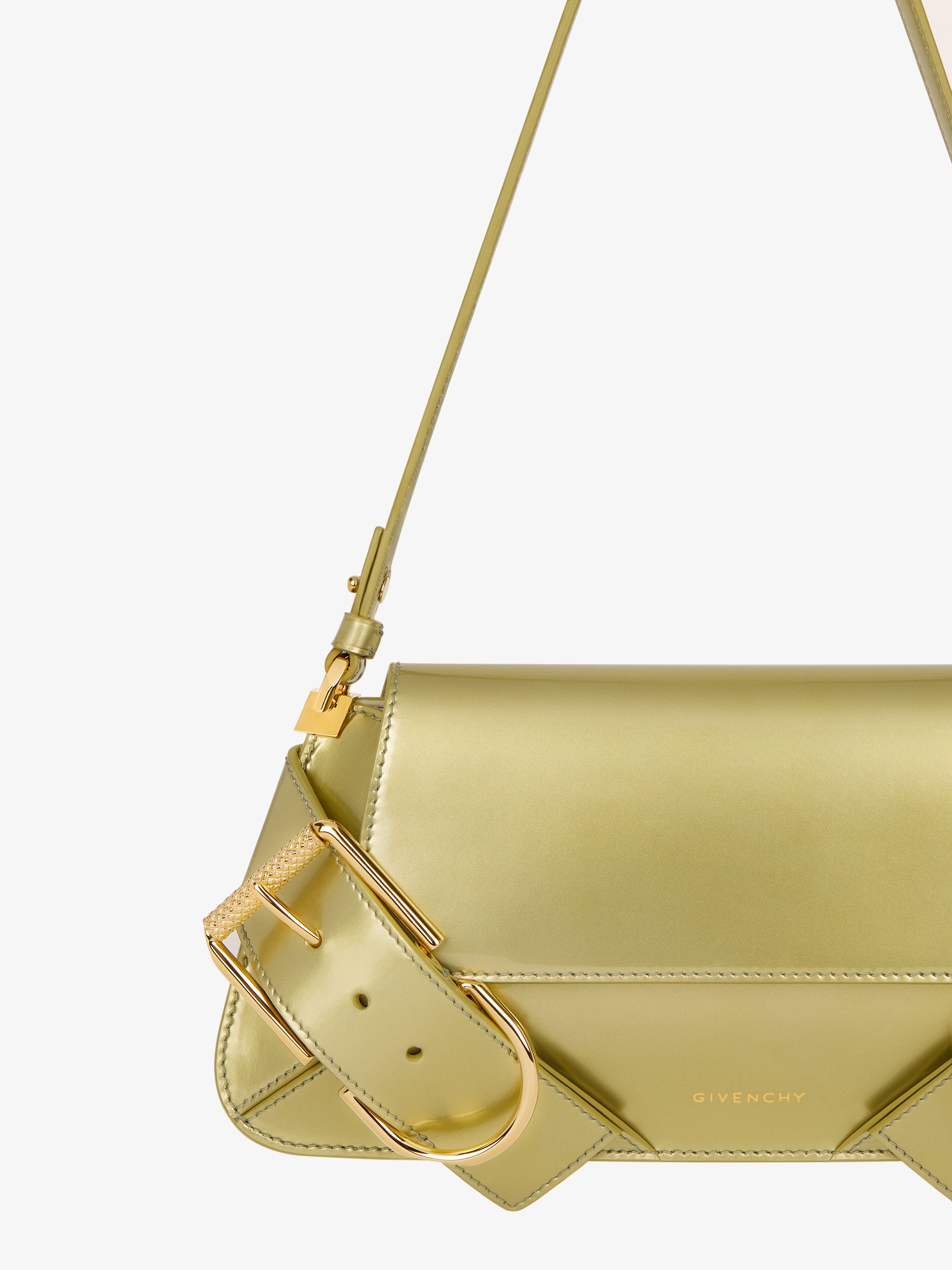 VOYOU SHOULDER FLAP BAG IN PATENT EFFECT LEATHER - 6