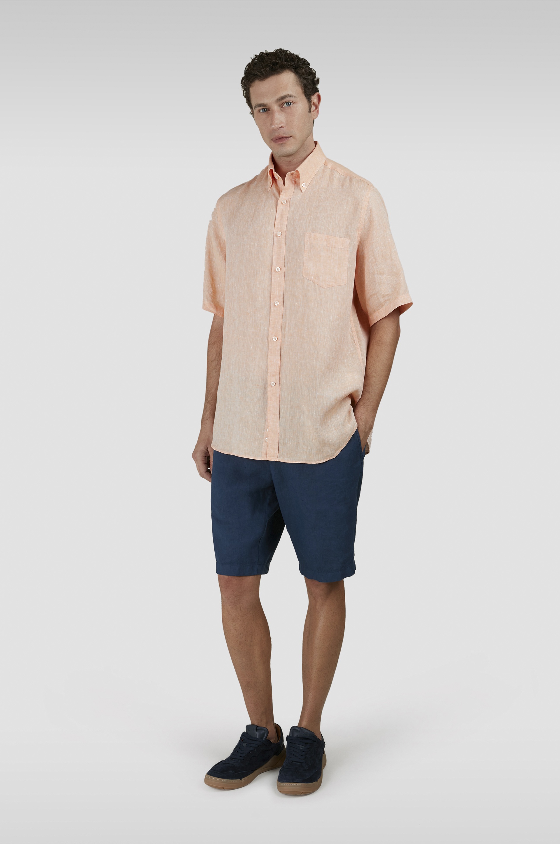 SHORT-SLEEVED LINEN SHIRT - 2