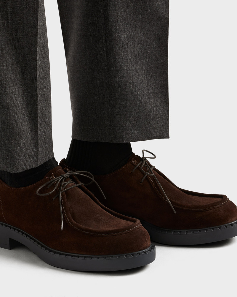 Prada Chocolate suede lace-up shoes outlook