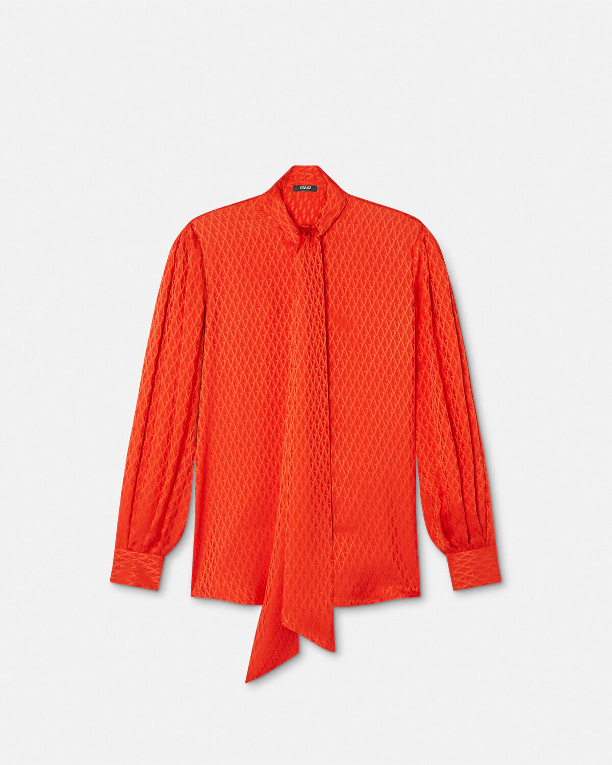 V Allover Jacquard Silk Lavallière Shirt - 1