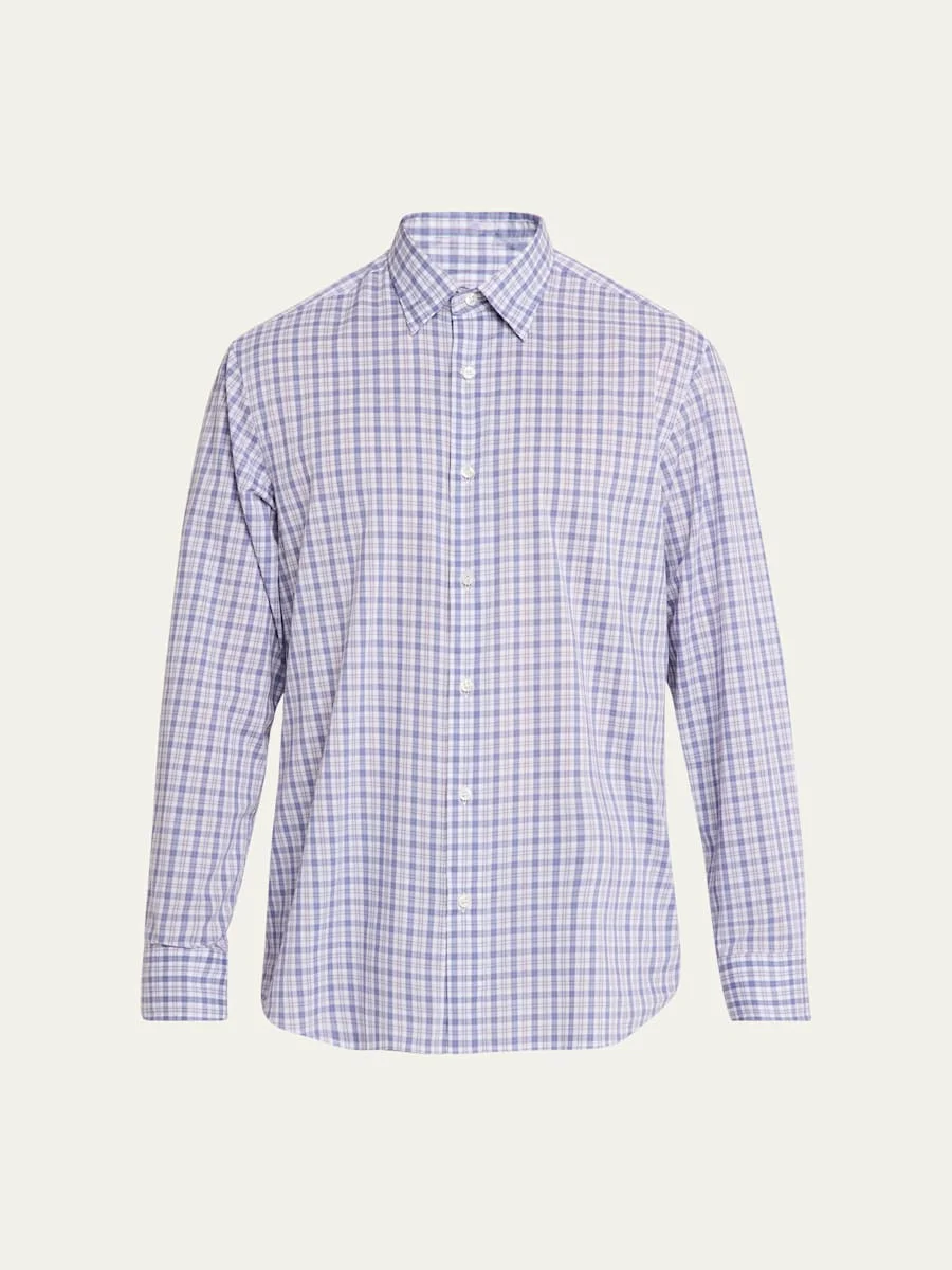 Men's Plaid Cotton Sport Shirt - 1
