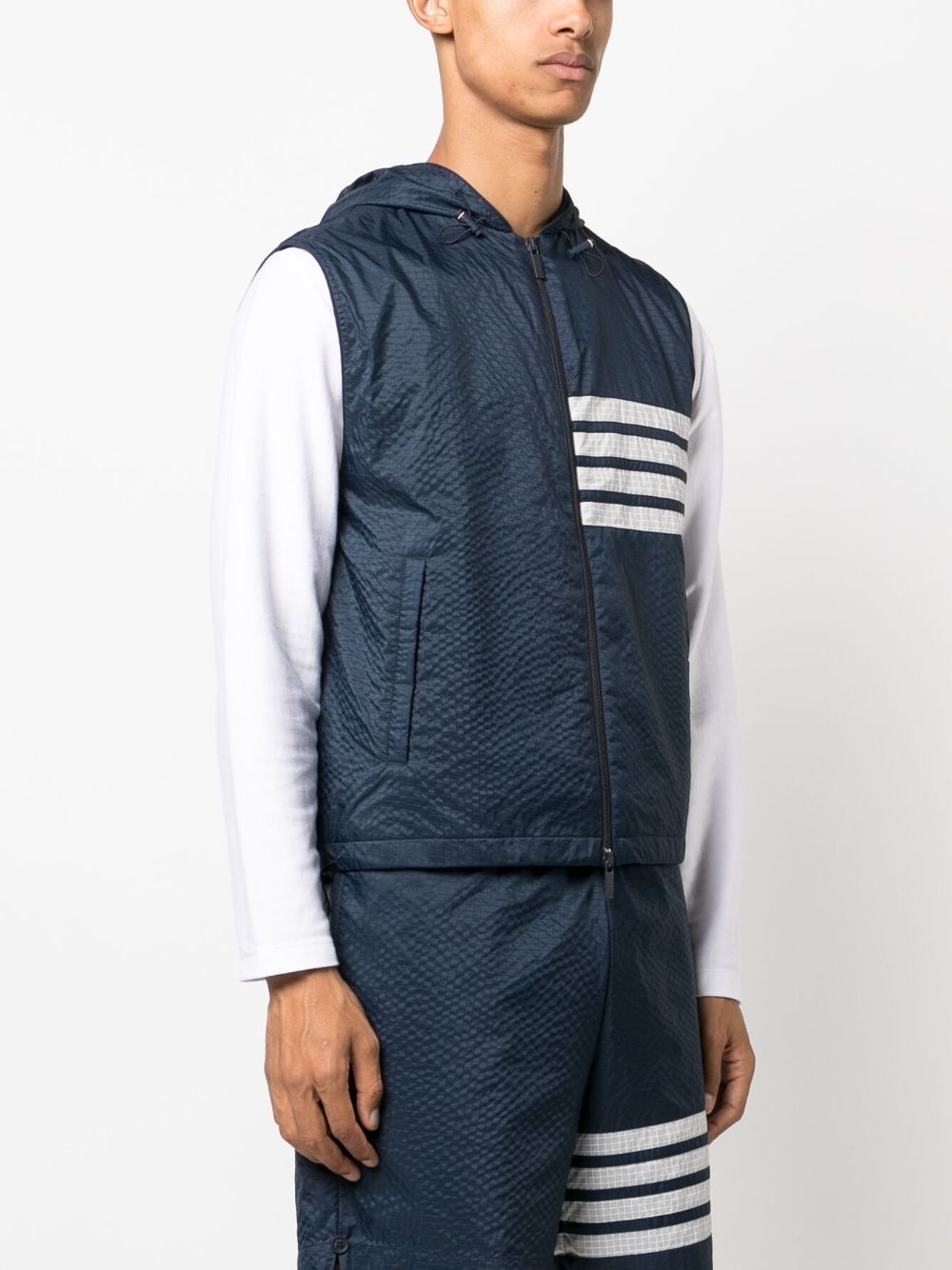 4-Bar stripe ripstop hooded gilet - 3