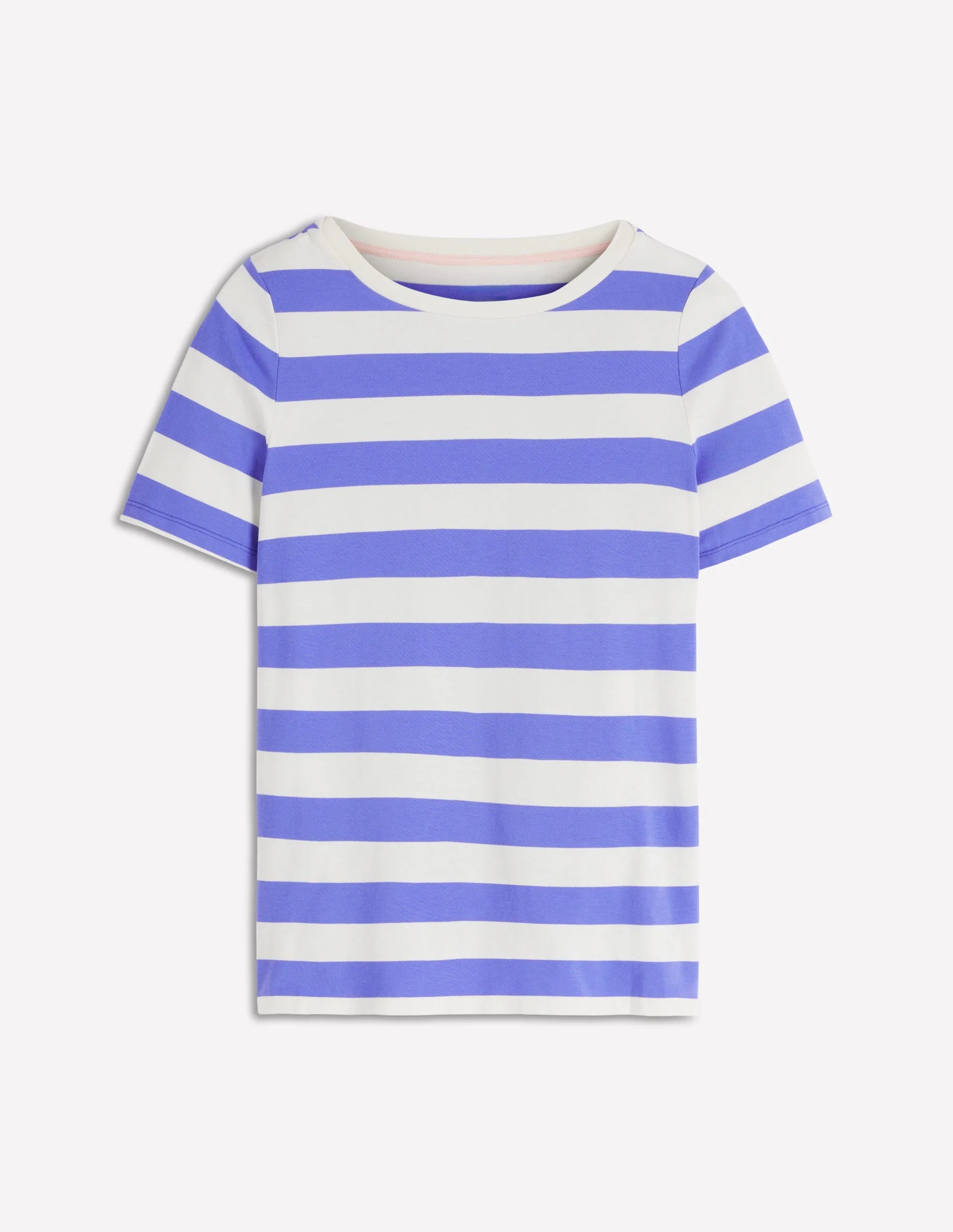 Olivia Short Sleeve Breton-Baja Blue and Ivory Stripe - 1