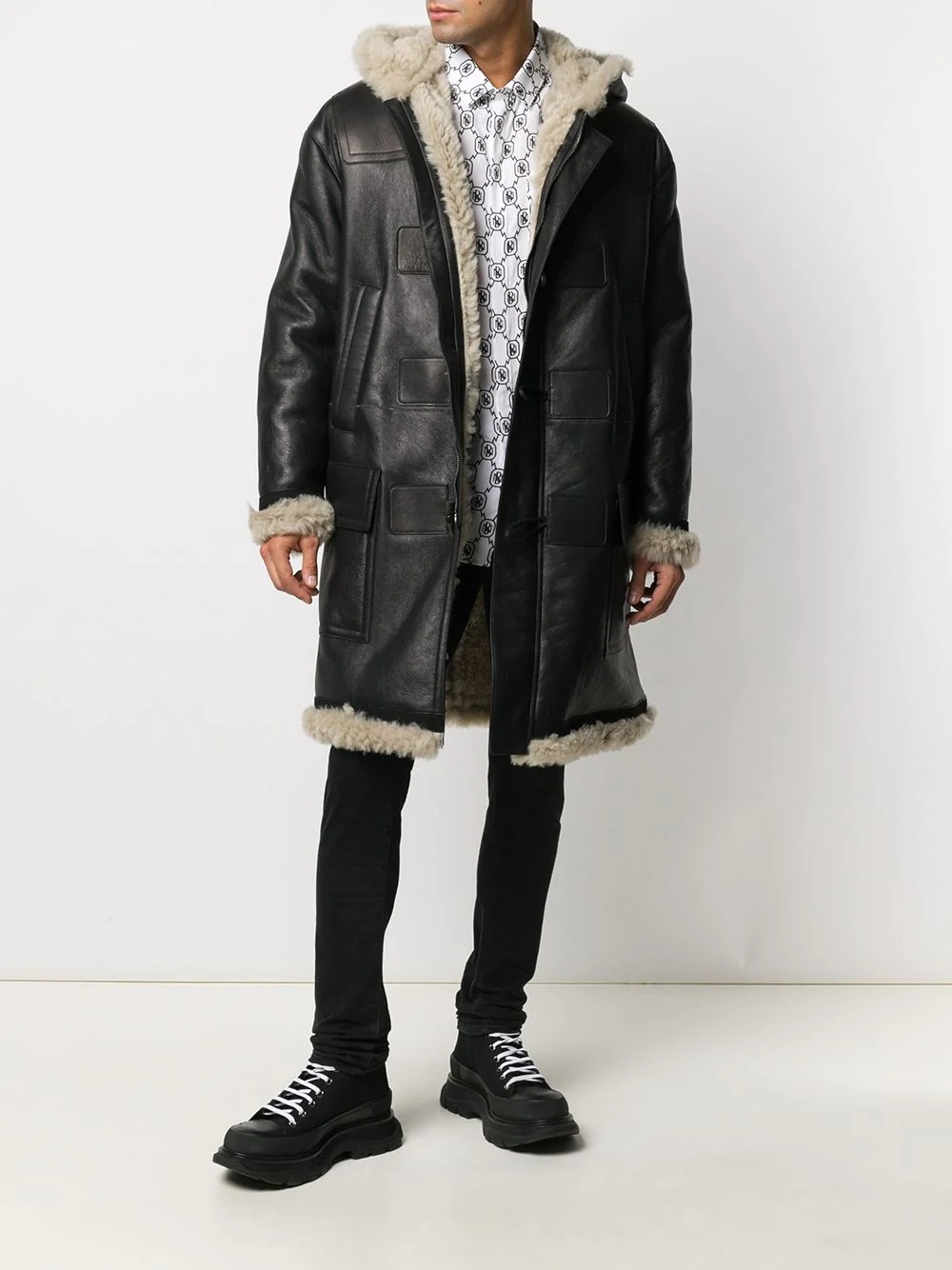 shearling-lined duffle coat - 2