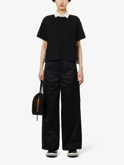 sacai Wide-leg mid-rise cotton trousers outlook