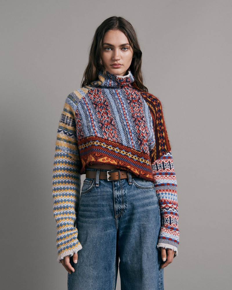 Hollis Wool Fair Isle Turtleneck Cropped Fit Sweater 2