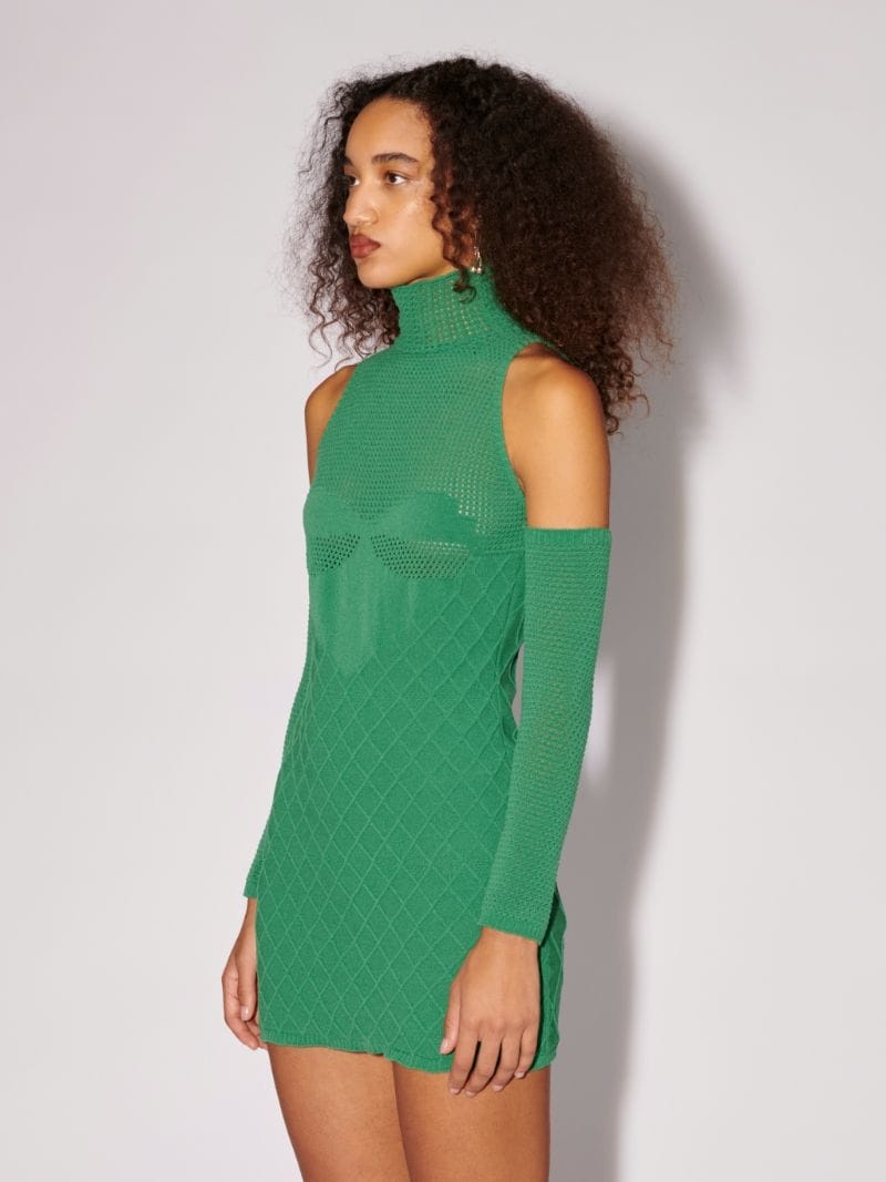 CROCHET HEART KNIT MINI DRESS - 5