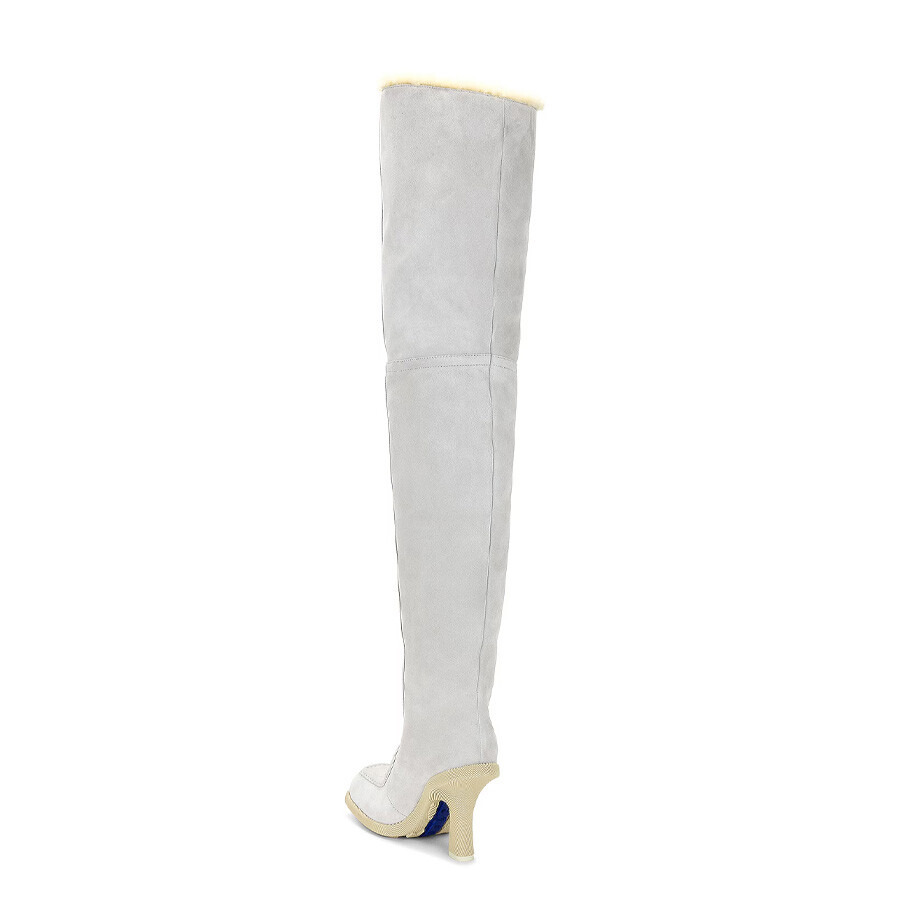 Burberry Suede-shearling Highland Boots 90 In Foam/butter - 4