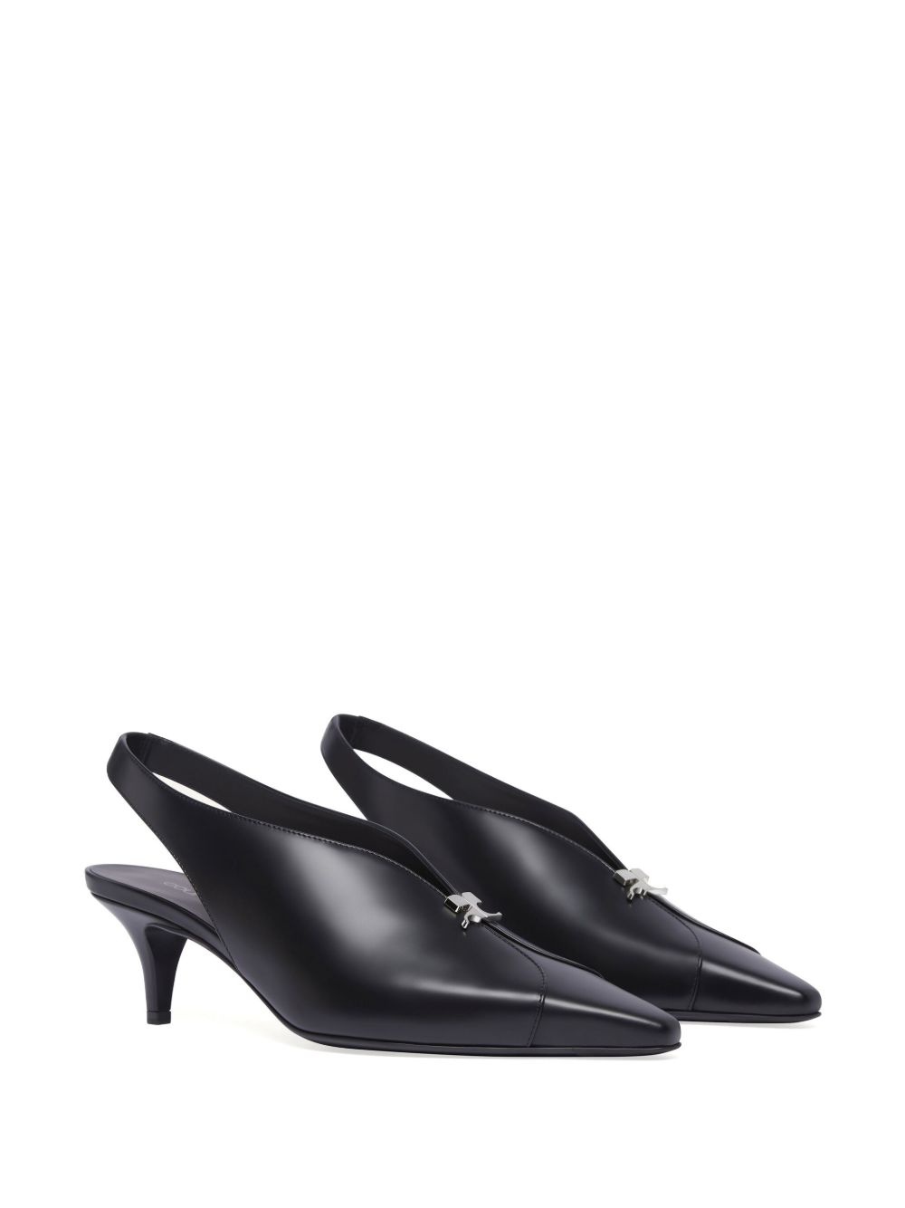 leather slingbacks with logo plaque - 2