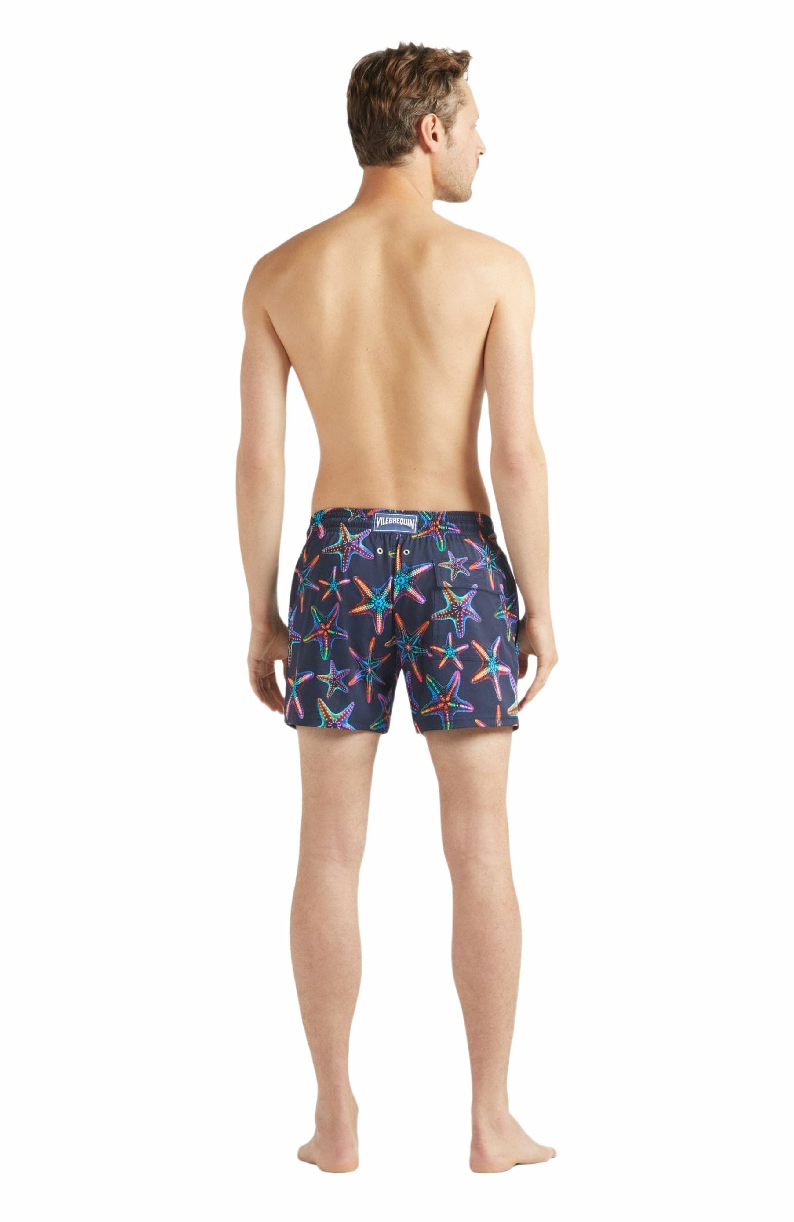 Vilebrequin Men's Disco Stars Stretch Short Swim Shorts in Bleu Marine at Nordstrom - 4