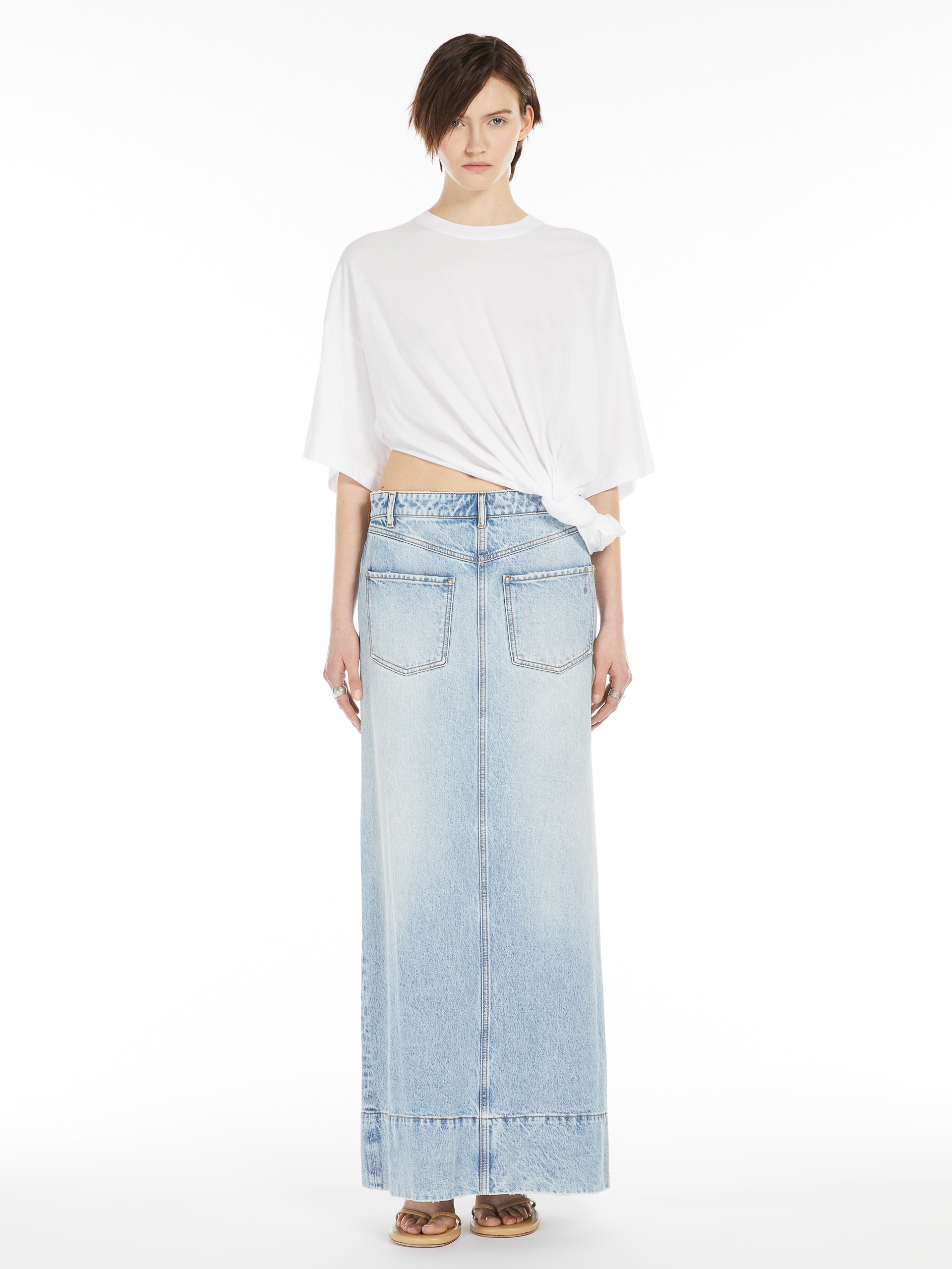 PIAVE Long skirt in worn denim - 2