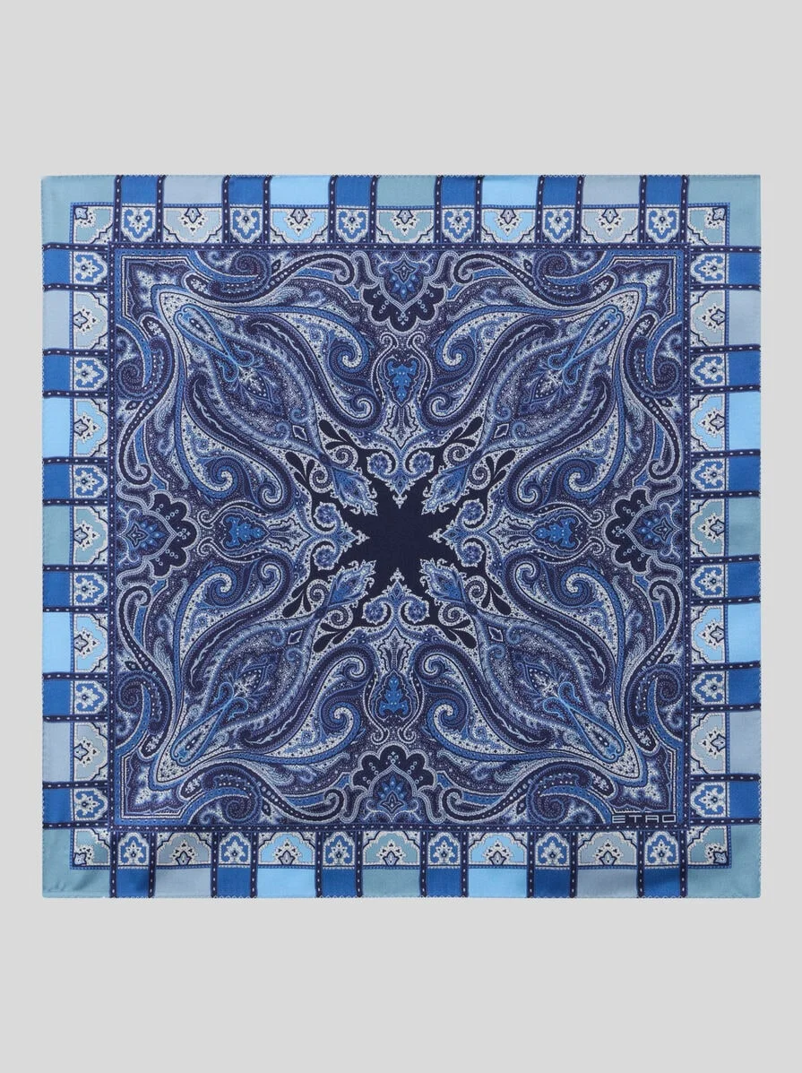 SILK POCKET SQUARE WITH PAISLEY AND MEDALLION MOTIF - 1