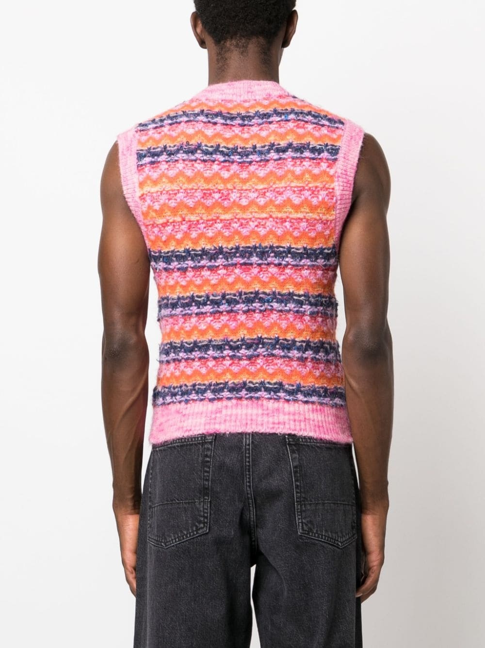 zigzag pattern-embroidered knitted top - 5