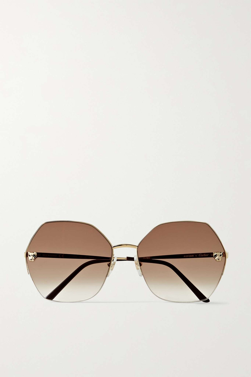 Panthère de Cartier hexagon-frame gold-tone sunglasses 1