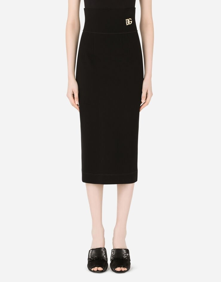 Jersey pencil skirt with DG embellishment - 1