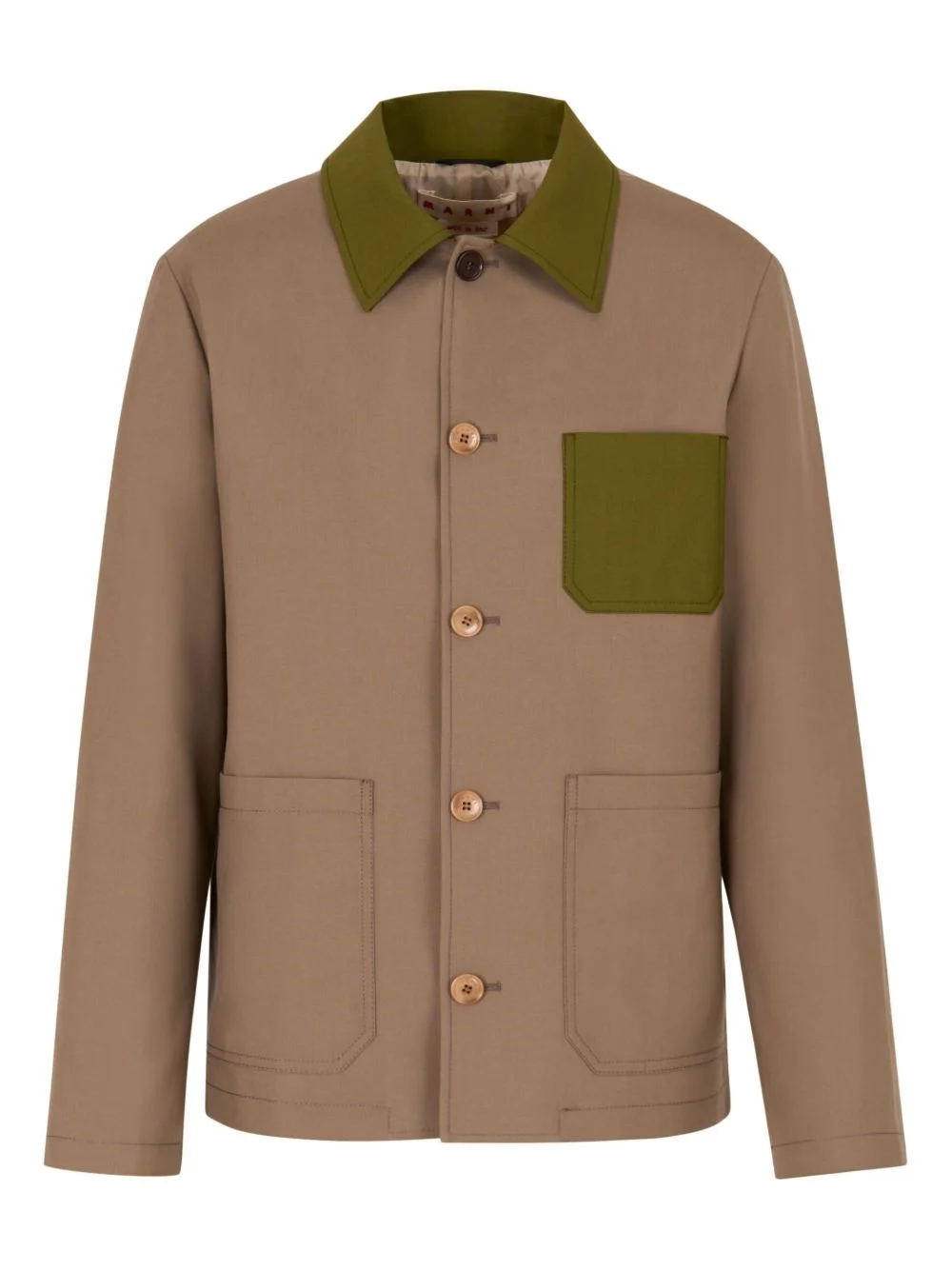 contrast-collar pocket shirt jacket - 1