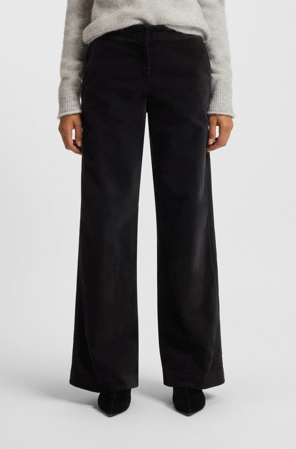 STRAIGHT-LEG TROUSERS IN STRETCH-COTTON VELVET - 2